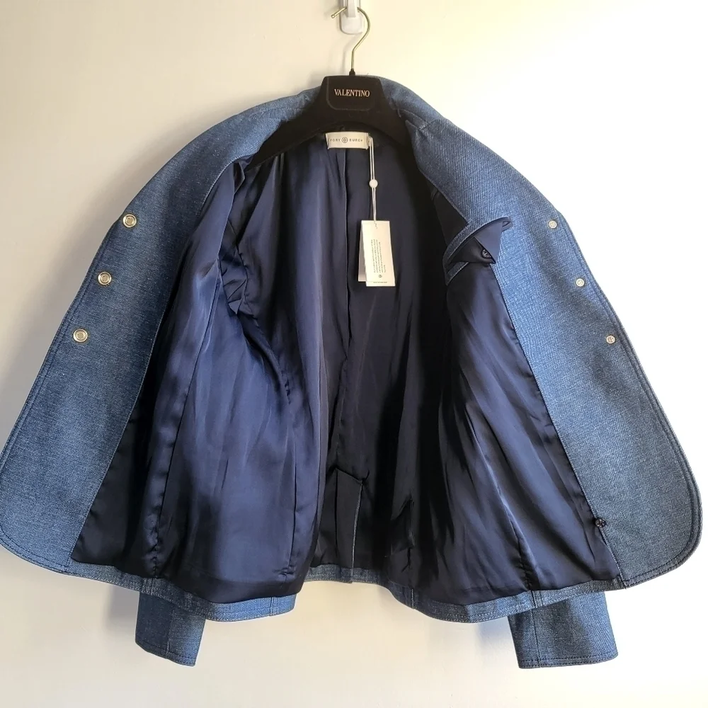 New Tory Burch Raw Denim Unwashed Rinse Blazer/Suit Jacket NWT Size 8